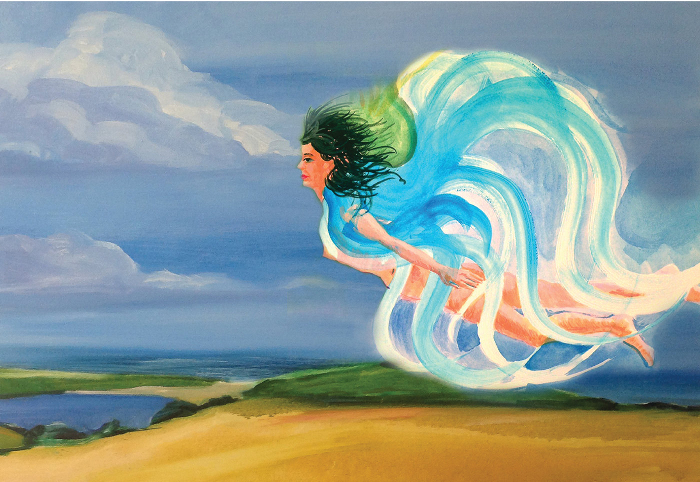 ‘EARTH’ IMAGES: “Lucy Flying Over” is one of several landscape oil paintings by renowned artist Susan Nichter, whose work will be on display until mid-October at the Community College of Rhode Island’s Knight Campus Art Gallery.